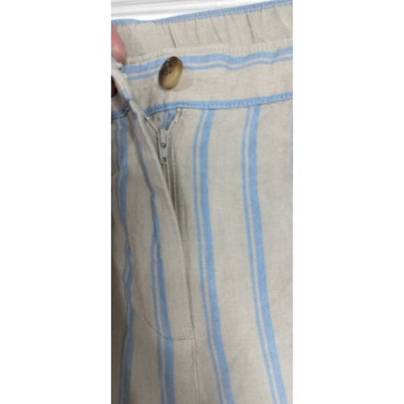4080)J Jill Love Linen Flax-Blue Creased -front Wide Legs Pants Size MP - Picture 5 of 9